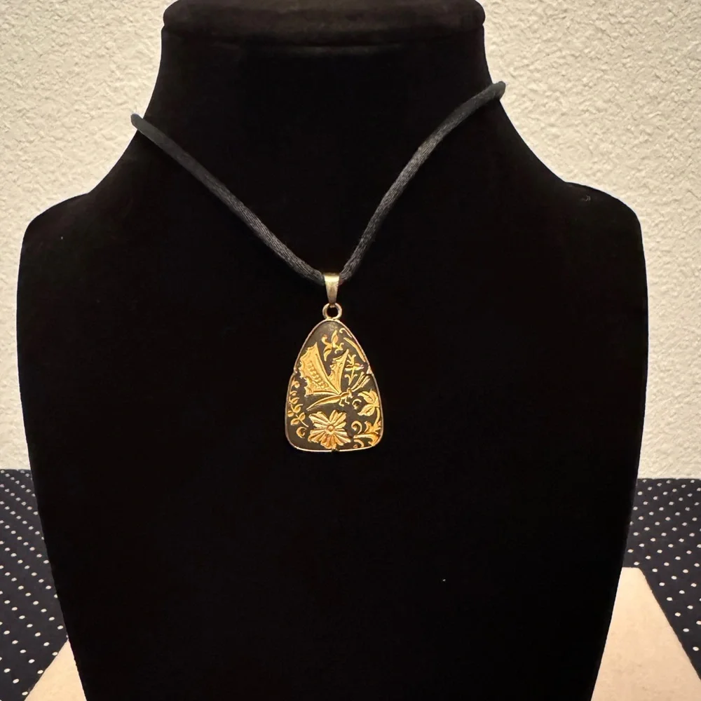 Vintage Gold and Black Pendant